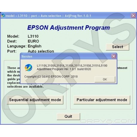 Epson L1110, L3100, L3101, L3110, L3111, L3150, L3151, L5190 Adjustment Program