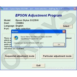 Epson SX230, SX235W Adjustment Program