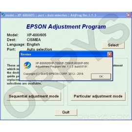 Epson XP-600, XP-605, XP-700, XP-750, XP-800, XP-850 Adjustment Program