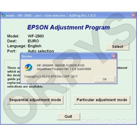 Epson WF-2860、WF-2865、XP-5100、XP-5105 清零软件调整程序
