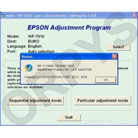 Epson WF-7110、WF-7610、WF-7620 清零软件调整程序