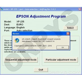 Epson XP-235、XP-235A、XP-332、XP-332A、XP-335、XP-432、XP-435清零软件调整程序