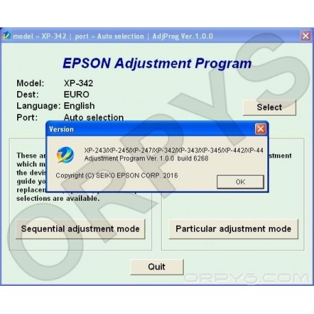 Epson XP-243, XP-245, XP-247, XP-342, XP-343, XP-345, XP-442, XP-445 Adjustment Program