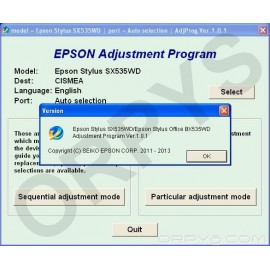 Epson SX535WD, BX535WD Adjustment Program