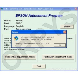 Epson XP-510、XP-55、XP-610、XP-615、XP-710、XP-810 清零软件调整程序
